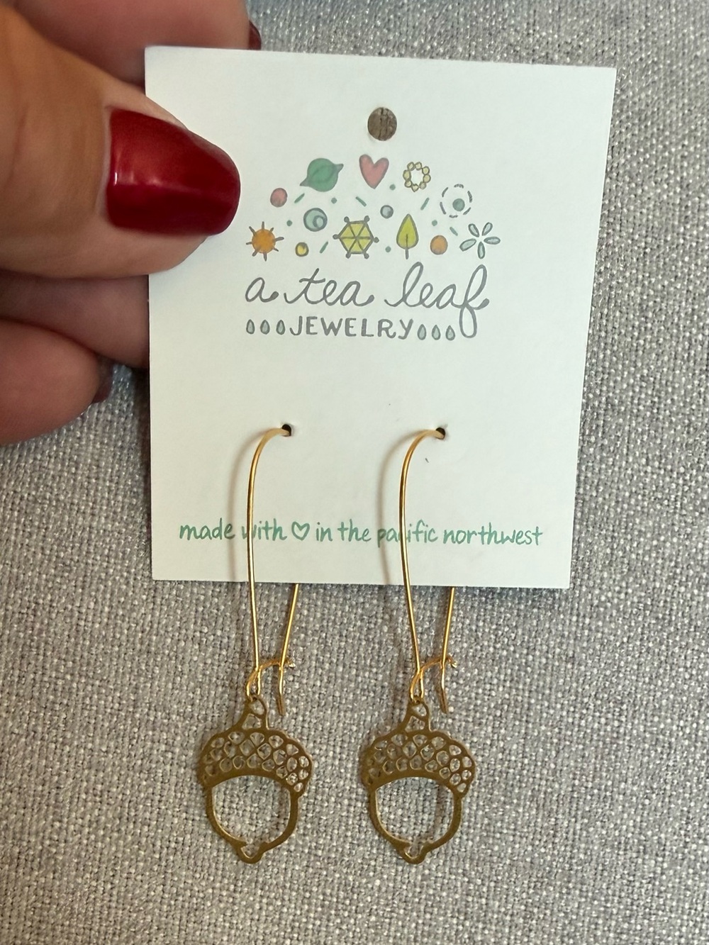 Delicate Gold Tone Acorn Earrings NWT